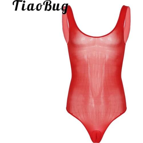 Mens Sexy Leotard Bodysuits Smooth Breathable Jumpsuits Glossy Swimsuit Sleeveless Bulge Pouch Lingerie Underwear Gay Clothes
