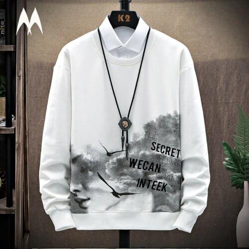 Autumn Casual Sweatshirt Mens Fashion Print Pullover 2021 New Letter Pattern Hoodie Men Harajuku Long Sleeved Sweatshirts Tops