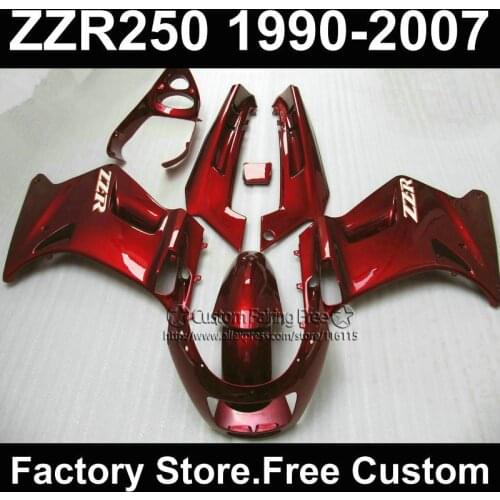 7 gifts custom free fairings set for Kawasaki ZZR-250 ZZR250 1990 1992 2007 ZZR 250 90-07 dark red motorcycle fairing body kits