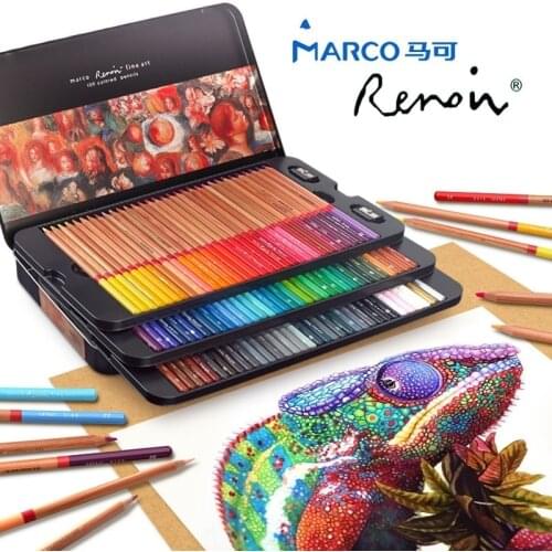New Arrival Marco Renoir Fine Art 24--100 Colored Pencils Pigments for Artist Sketch, Adult Coloring Books