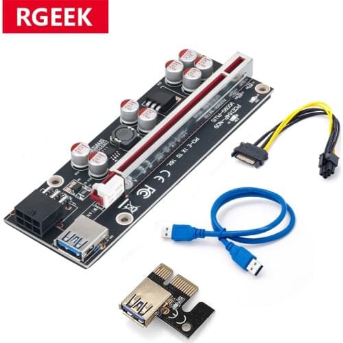 PCI-E Pcie Riser 009S PLUS Profesional Express 1X 4x 8x 16x Extender PCI E USB Riser 009 GPU 6Pin Card SATA 15pin for BTC Miner