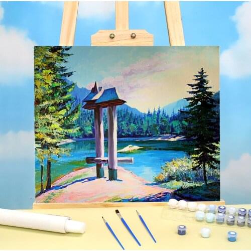 Landscape Lake Synevir Coloring By Numbers Painting Package Oil Paints 40*50 Oil Painting Wall Decoration For Handiwork