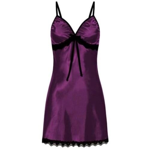 Sexy Soft Silk Womens Pajamas Lace Trim Underwear Ladies Nightwear Multi-color Optional Plus Size Pajamas Nightdresses