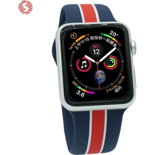 ShengOne Stripe Soft Silicone Sport Band for Apple Watch Series 5 4 40MM 44MM Striated Rubber Strap Replacement 3 2 1 38MM 42MM