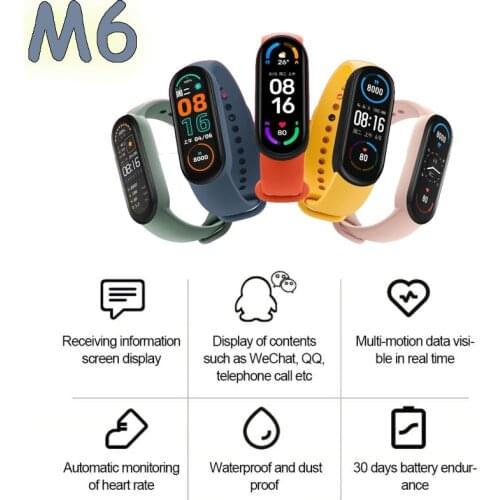 M6 Sport Fitness Bracelet Men Women Kids Smartwatch Heart Rate Monitor Wristbands Smart Watches For iPhone Xiaomi Redmi Android
