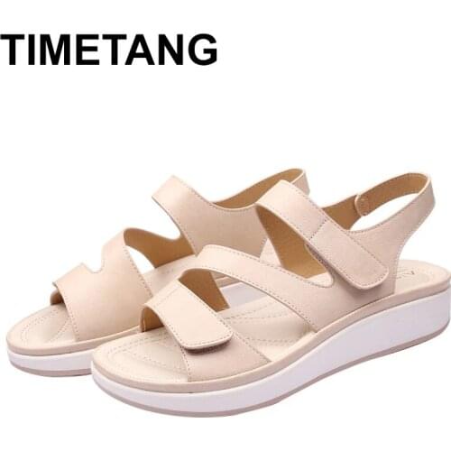 TIMETANG Comfort Shoes for Women 2021 Sandals Med Summer Heels Large Size Suit Female Beige Clogs Wedge New Medium Beach Girls