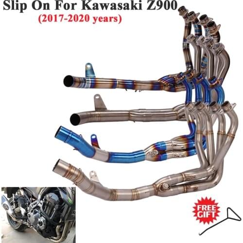 Titanium Alloy Full System Motorcycle Exhaust Escape For Kawasaki Z900 Z900e Modify Slip On Front Mid Link Pipe Without Muffler