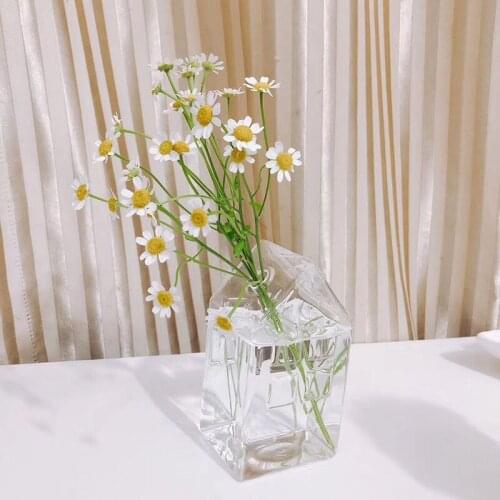 Flower Vase For Table Decoration Living Room Glass Vase Fleur Tabletop Terrarium Glass Containers Floral Dried Flower Glass Vase