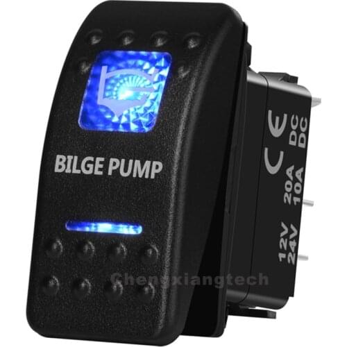Waterproof Car Boat Blue Led 5 Pins SPST ON OFF BILGE PUMP Rocker Switch 12v 24v Overload Protection