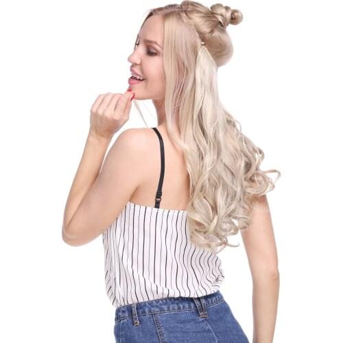 BENEHAIR No Clips in Hair Extension 24'' Hidden Fish Line Hair Invisible Wire Natural Synthetic Hair Hairpieces