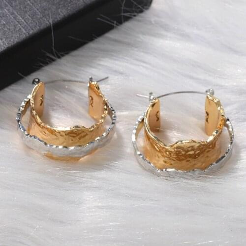 High quality round metal earrings, ZA fashion trend hanging earrings, gold earrings, womens party jewelry accessories