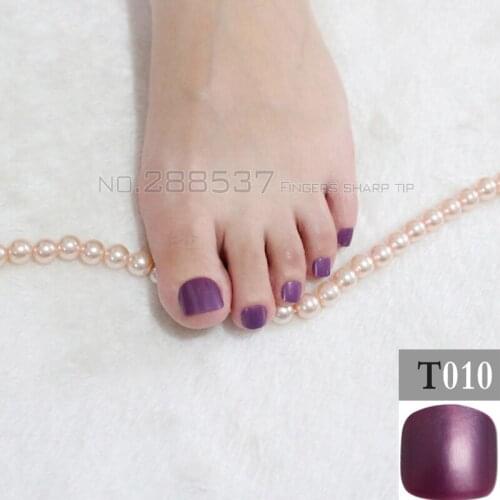 Candy DIY Fashion Colors Toe Nails 24pcs Acrylic False Toes Art Tips Fake Toenails lovely Grape purple T010