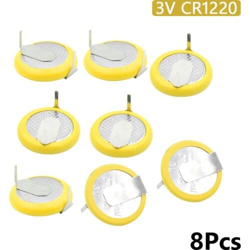 YCDC 8Pcs Battery CR1220 3V 2 Tabs Coin Cell For Main Board Toy Electronic Scale mounting pins/tabs Button Batteries single use