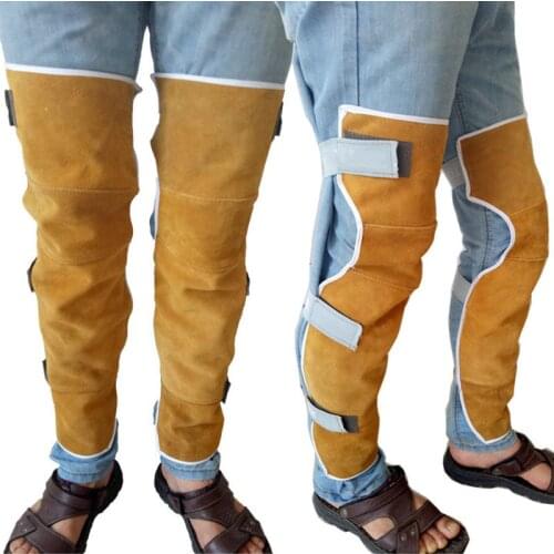 Welding Leg Guards Knee Kads Cowhide Leather Abrasion-resistant Heat-insulating Covers Welders Protective Leg Pad