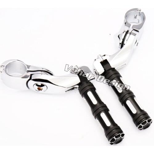 1 1/4" Chrome Short Angled Adjustable Highway Mount With Pegs For Harley Dyna 883 1200 Parts