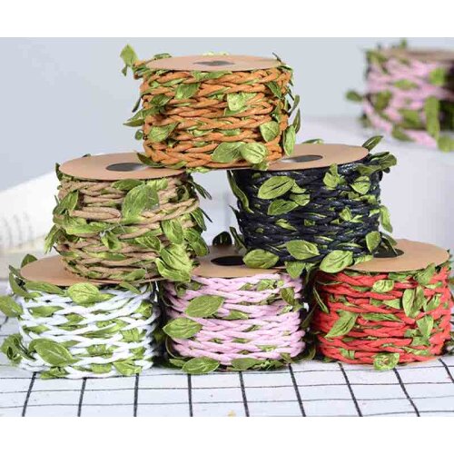 10M 1Lot DIY Arrival Leaf Rope Natural Hessian Jute Twine Rope Burlap Ribbon DIY Craft Vintage For Home Wedding Party Decoration