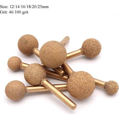 1PCS 12-25mm Ball Diamond Grinding Burr Engraving Bit 1/4'' Shank Coarse/Fine Grinder