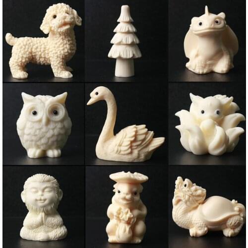 1PC Ivory Fruit Carved Animal Characters Cute Sculpture Ornaments