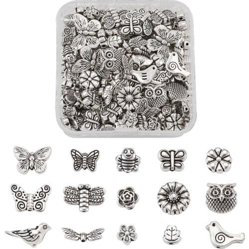 150pcs Tibetan Style Alloy Beads Spacer Charm Beads for Bracelet Necklace Jewelry DIY Accessories Antique Silver Color