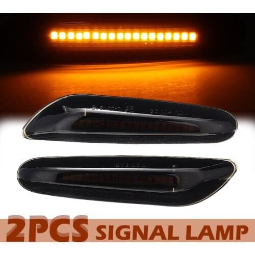 2pcs 12V 3W Smoke Lens Amber LED Turn Signal Light Dynamic Flowing Water Side Marker Blinker Lamp For BMW E60 E90 E88 E46 X3 X1