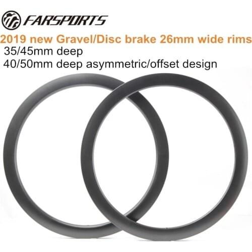 2019 New arrival disc brake rims 35/45/40/50mm deep 26m wide, asymmetric design and 19mm inner wide, lightweight cyclocross rim