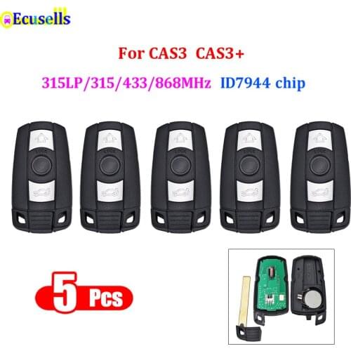 5PCS/LOT 3 Buttons Remote Key 315LP MHZ 315MHZ/433MHZ/868MHZ for BMW 1 3 5 Series X1 X6 Z4 E60 E70 CAS3 CAS3+ ID7944/ID46 Chip