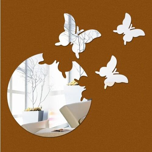 4pc 3D DIY Mirror Wall Sticker butterfly Self Stickers Decal Living Room Home Decor Creative Wall Decoration