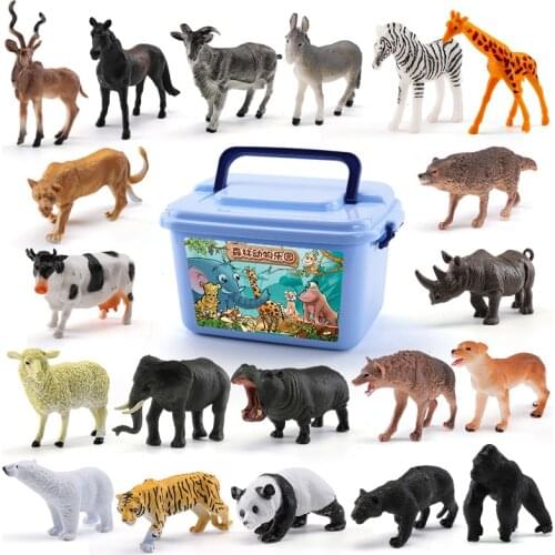 44pcs Realistic Zoo Animal Model Forest Farm Animal Toys Wild Jungle Tiger Panda Sheep for Kids Children Play Educational Toys