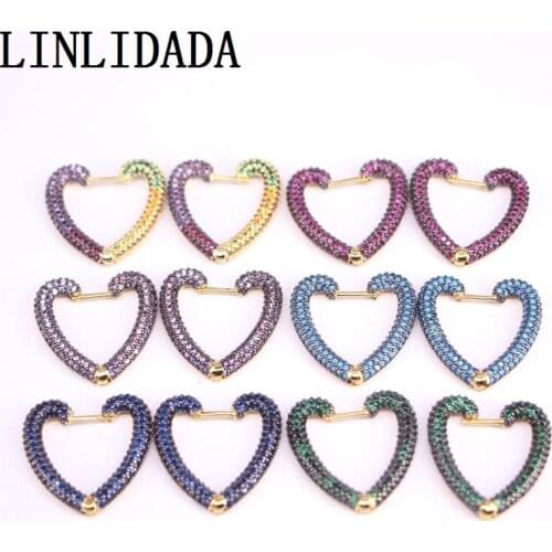 5Pairs New Fashion CZ Micro Pave Earring for Women Heart Earrings Gold-Color Huggie Hoop Earrings Vintage Boho 2020 Gifts