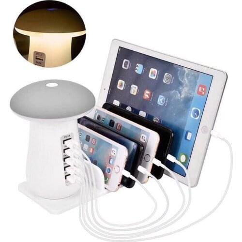 5-Port USB Charging Station Quick 3.0 Charger with night light tablet Cell phone battery charger Charging stand USB power bank