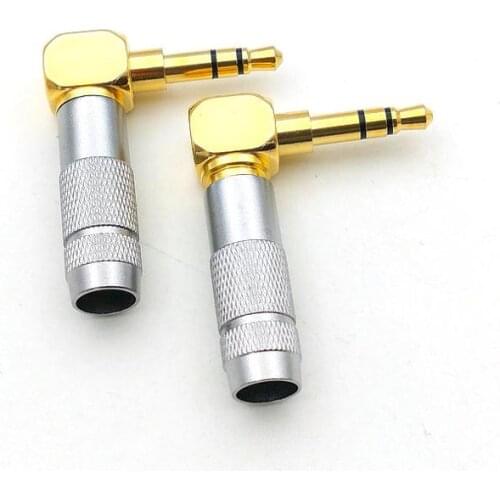 50pcs Gold plated Stereo Male Plug 3.5mm Angled Audio adapter soldering
