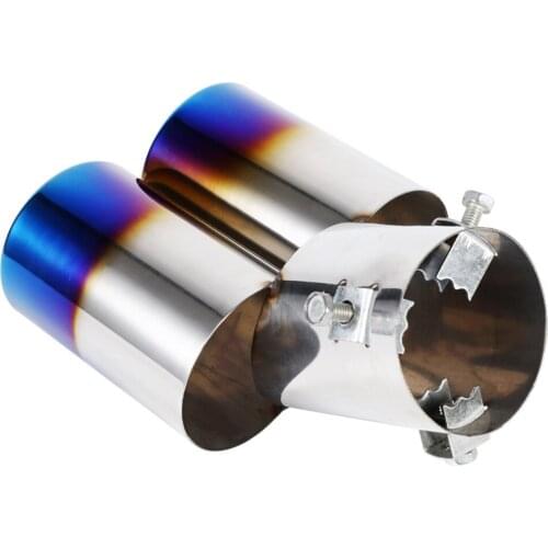 Car Styling1 Pcs Universal Stainless Steel Car Rear Dual Outlets Exhaust Muffler Tail Pipe Tip Tailpipe