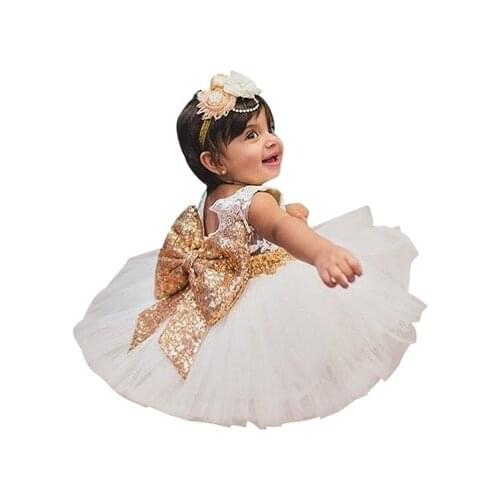 1-5 Yrs Baby Girls Bapstim Dress Children Elegant Tutu Dress Kid Girls Wedding Party Dress Infant Girls Princess Lace Vestido
