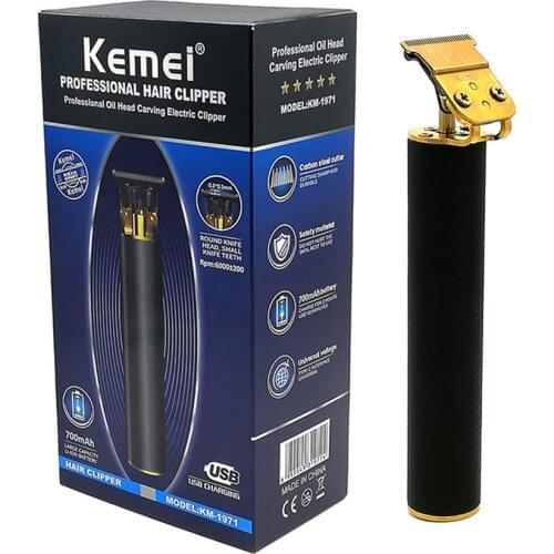 Kemei 1971B Pro Li T-Outliner Skeleton Heavy Hitter Cordless Trimmer Men 0mm Baldheaded Hair Clipper Finish Hair Cutting Machine