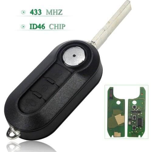Bilchave 3 Buttons 433MHhz ID46 Chip Replacement Flip Folding Remote Car Key Fob For Fiat 500 Grande Punto 2010-2017