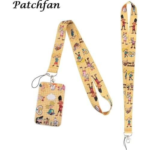 AD300 Patchfan Cartoon Lanyard Keychain for keys Badge Mobile Phone Keyrings Women Men Neck Straps With DIY Card Cover