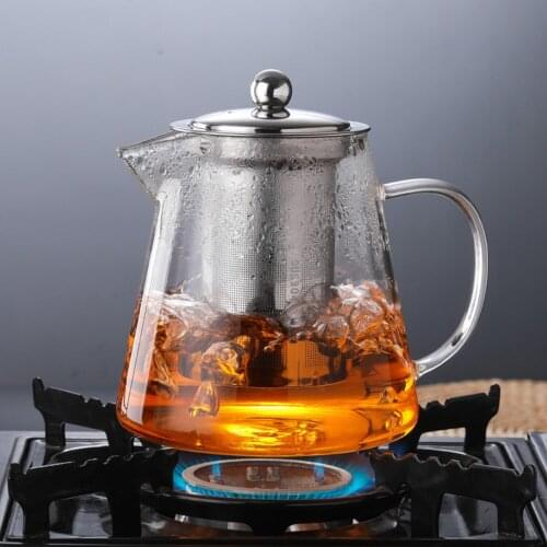 Behogar 450ml 15oz Clear Glass Teapot High Temperature Resistant Loose Leaf Flower Tea Pot Maker Brewer with Strainer Lid