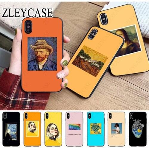 Great art aesthetic van Gogh Mona Lisa sunflower Phone case For iphone x xs xr xsmax 11 12pro max 5s SE 6splus 7 8plus 12mini