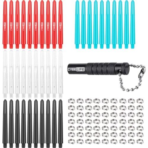CyeeLife Dart Tool+40 PVC Shafts(4 Colors)+100 Metal Spring O Rings,Broken Plastic Shafts & Tips Points Remover,Accessories kit
