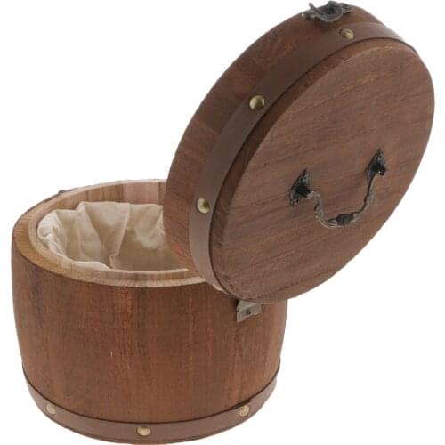 Wooden Barrel Tea Canister Airtight Sealed Tea Spice Bean Food Container Storage Box with Lock