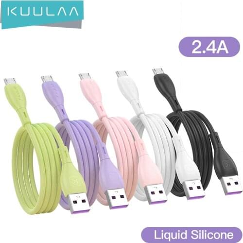 KUULAA Liquid Silicone Cable Micro USB Fast Charging For Samsung Xiaomi Android Tablet Mobile Phone Charger Micro USB Cord Wire
