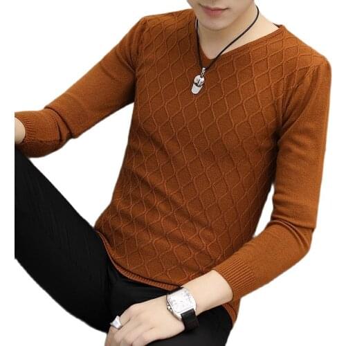 Brand Sweater Knitwear Men Fashion Casual Pure Color V-Neck Pull Homme Spring Autumn Cotton Knitwear Pullover Clothing Jersey