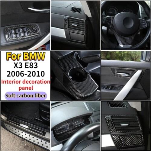 For BMW X3 E83 2003-2010 Soft Carbon Fiber Car Interior Parts Steering Wheel Air Outlet Decoration Stickers Car Accessories