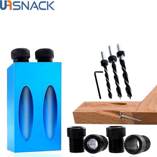 Woodworking Oblique Hole Locator Drill Bits Pocket Hole Jig Kit 15 Degree Drill Guide Set Hole Puncher DIY Carpentry Hand Tools