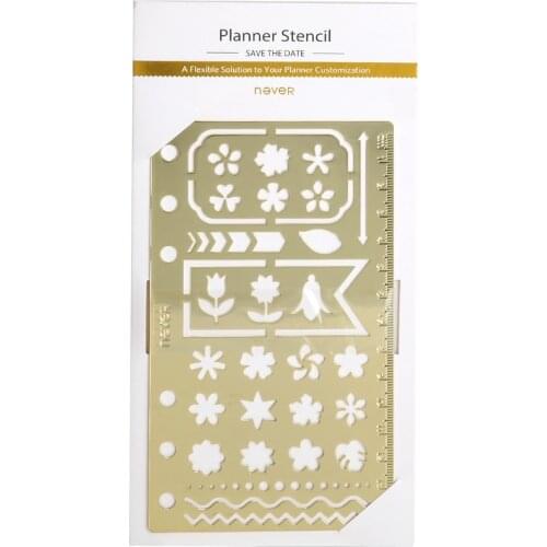 Never Leopard Grain Series Gold Color Stencils Ruler Hollow Drawing Rulers Diary Planner Accessories School Supplies Stationery