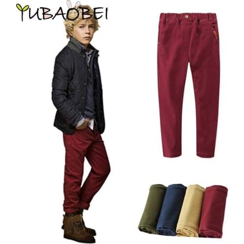 New Children pants Classic casual Solid color kids trousers elasticity cotton boys pants clothing