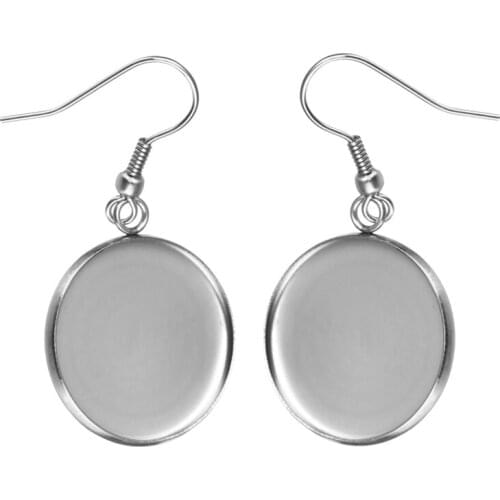 20pcs/set Stainless Steel Earrings Hook Cabochon Base Setting 12/14/16/18/20mm Resin DIY Jewelry Findings Making Accessories