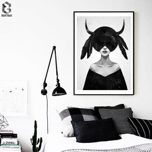 Cuadros Posters And Prints Wall Art Canvas Painting Wall Pictures For Living Room Nordic Decoration Dark Girl Black Poster