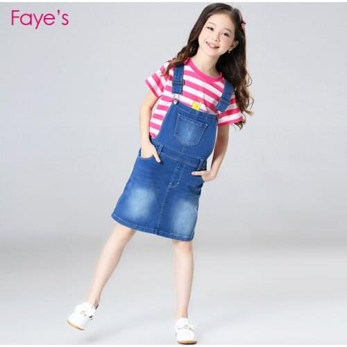 Baby Girls Dresses 4T-12T Girls Overalls Denim Pinafore Dungarees Kids Jumpsuits Children Clothes Kids Clothing
