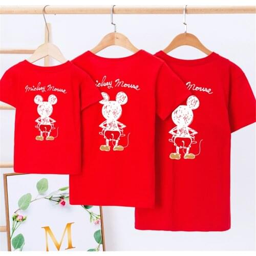 Family Matching Clothes Kids Disney Mickey Mouse Tee Famille Dad Daughter Matching Outfits Shirt Maman Fille Family Look Tshirt